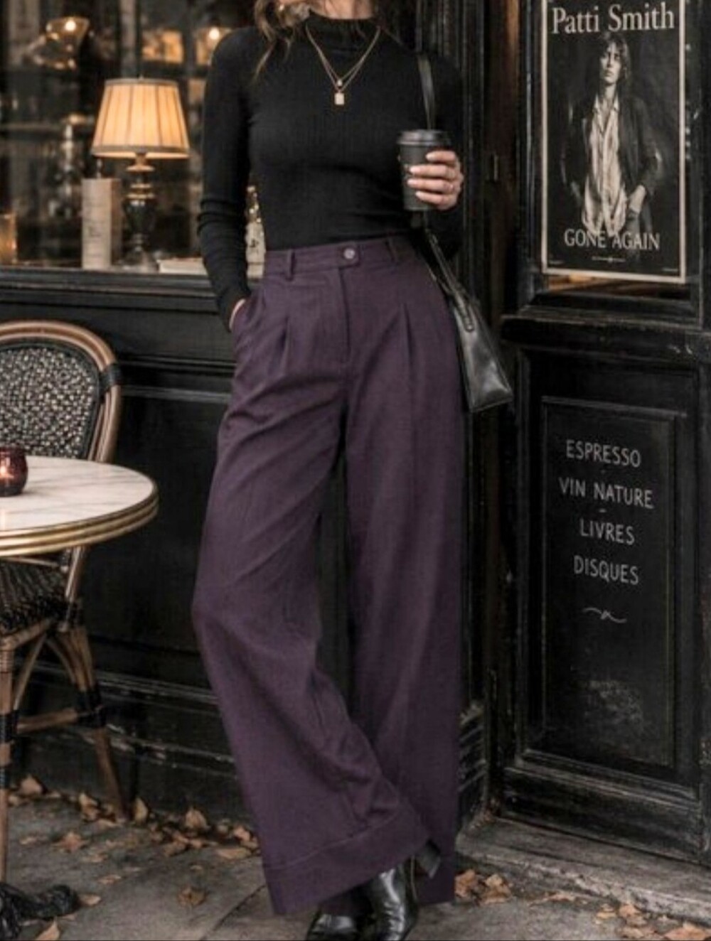 Low & Loose Trousers 11 Grape Purple Cuffed Pants Belt Loops Light Pinstripes